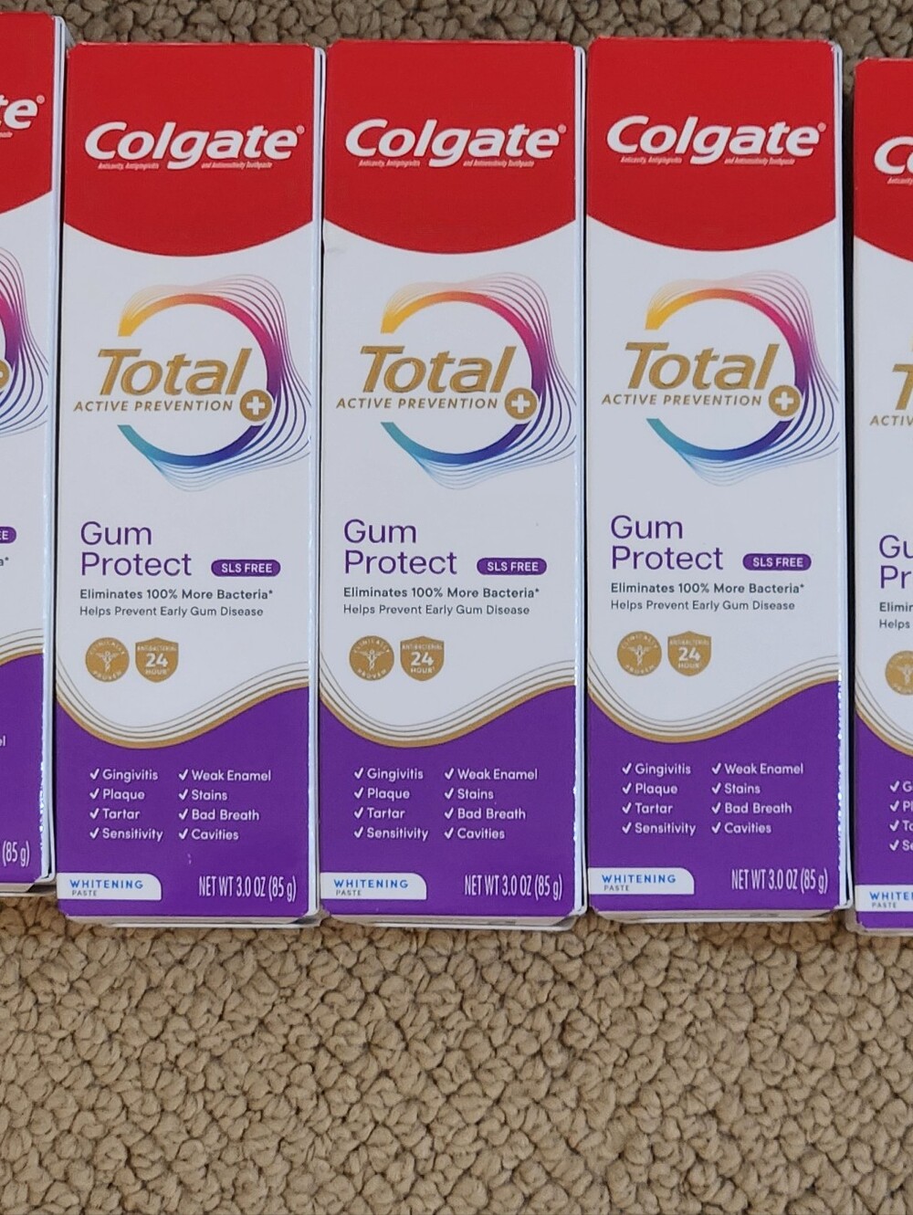 Brand New Boxes of Colgate Total Gum Protect Toothpaste 5 Pack 3.0 oz
